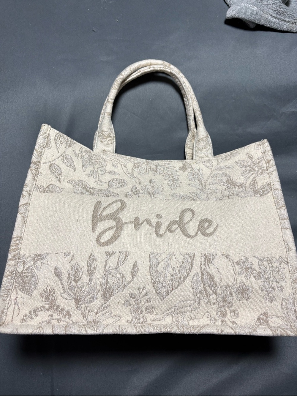 Bride Canvas Tote Bag in Light Beige